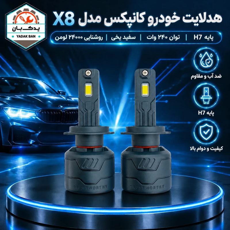 هدلایت خودرو کانپکس مدل X8 پایه H7 - تصویر 2