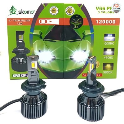 خرید هدلایت 3 رنگ V66 Pro پایه H4 لنزو Lenzo با ارائه‌شده با ضمانت‌نامه و کارت گارانتی طلایی در فروشگاه یدک بان